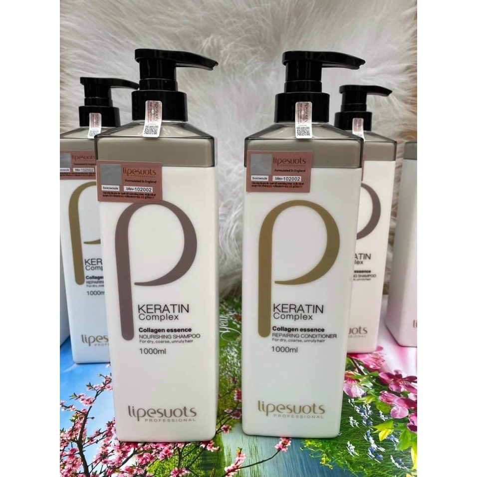 Dầu gội đầu P KERATIN 1000ml cặp dầu gội xả phục hồi hư tổn giảm rụng tóc chính hãng