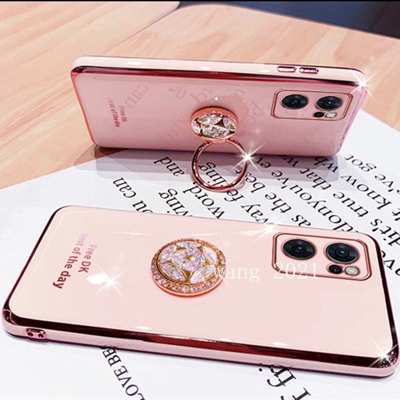 Ốp Điện Thoại Dẻo Mạ Màu Đính Đá Sang Trọng Có Giá Đỡ Cho OPPO Reno8 Z Reno8 Pro 5G 2022