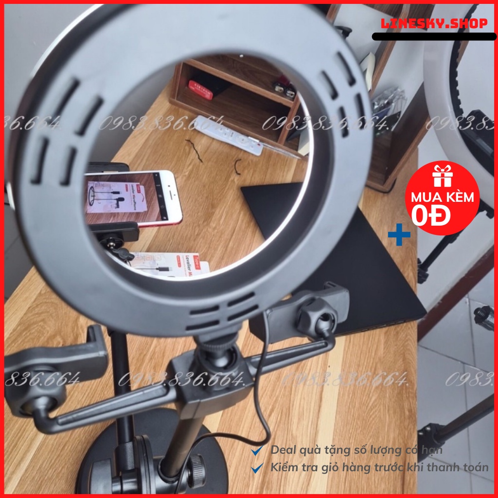 Bộ quay video review, 2 kẹp kèm giá đỡ điện thoại để bàn hàng chính hãng cao cấp