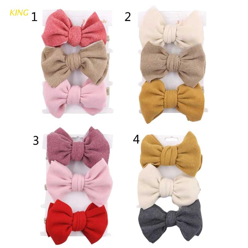 Set 3 băng đô nơ vải nylon co giãn dễ thương cho bé gái sơ sinh