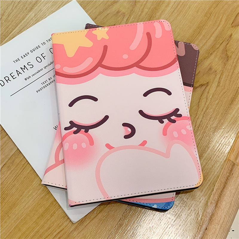 【really stock】The New Apple IPad Air Pro 7.9 9.7 10.5 11 10.2 10.9" Inch Mini 1/2/3/4/5 2017/2018/2019/2020/2021 Cute Baby with big face Cartoon Auto Sleep Case Cover Protector Sleeves Holder