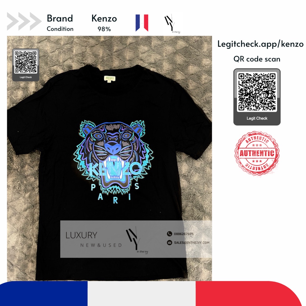 Áo thun nam Kenzo Tiger chính hãng họa tiết in Hổ xanh
