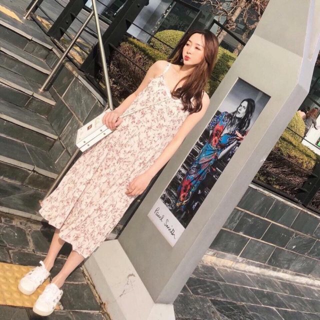 Đầm Maxi hoa nhí dập li hai dây dáng suông [H2501]