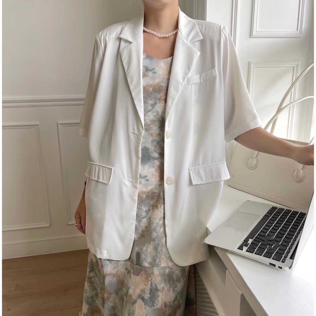 Blazer cộc tay cúc trắng cao cấp 41909 CHERRYCOCO | BigBuy360 - bigbuy360.vn
