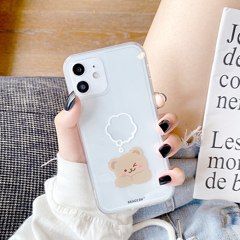 Ốp lưng iphone Gấu mơ mộng trong cạnh vuông BVC 6/6plus/6s/6splus/7/7plus/8/8plus/x/xs/11/12/13/14/pro/max/promax/plus