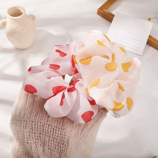 Scrunchies Dây Cột Tóc Voan Trái Tim