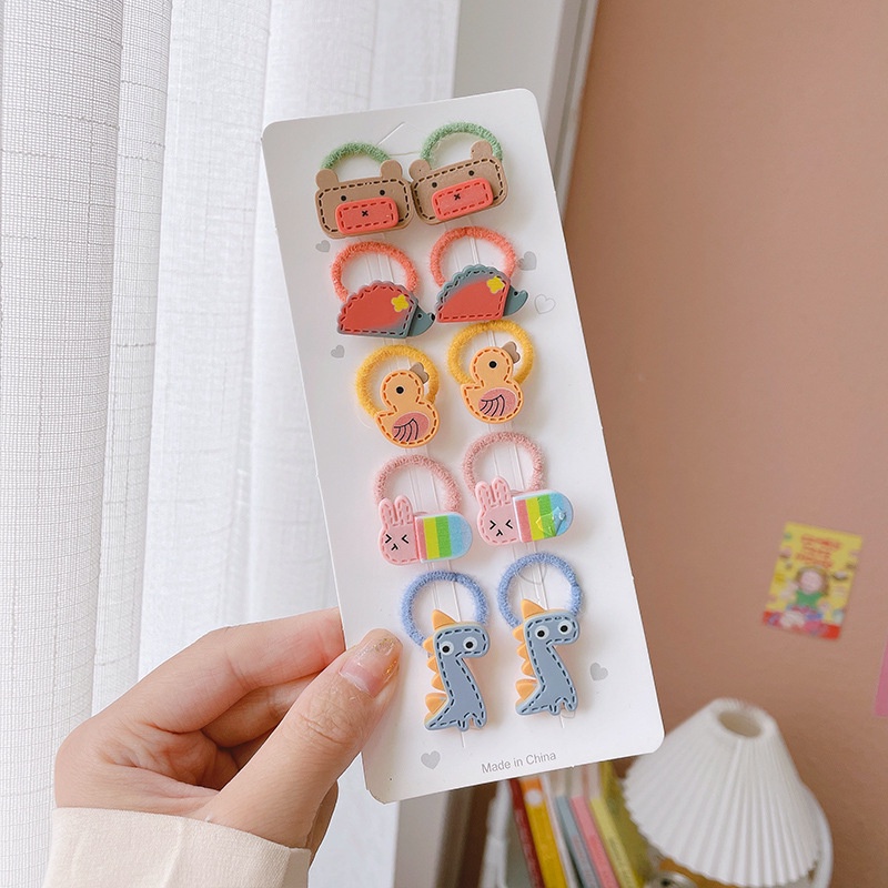 10 Dây cột tóc cao su họa tiết hoạt hình đáng yêu dành cho bé gái