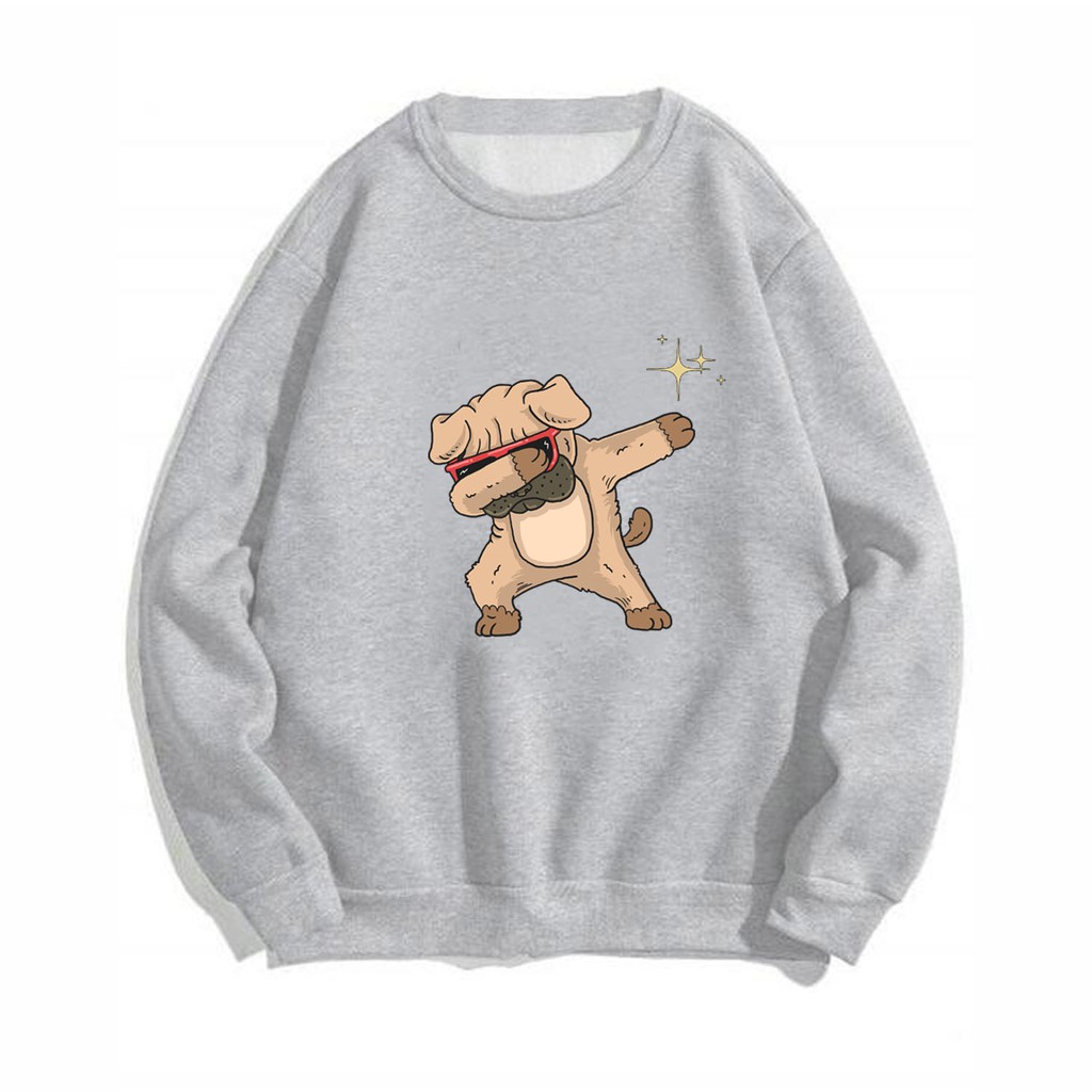 Áo sweater nam nữ in hình Chó Pug, chất nỉ dày dặn, hợp làm áo cặp William - DS110