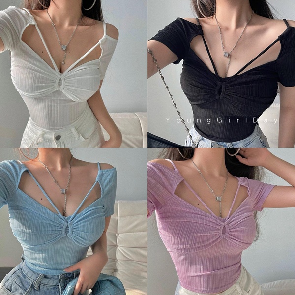 Áo Thun Gân Form Body Bốn Màu Chuẩn Size Sexy Cột Dây (PK3)