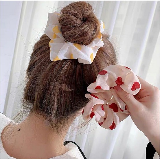 Dây cột tóc họa tiết hoa xinh xắn cho nữ  (Hair Scrunchies)