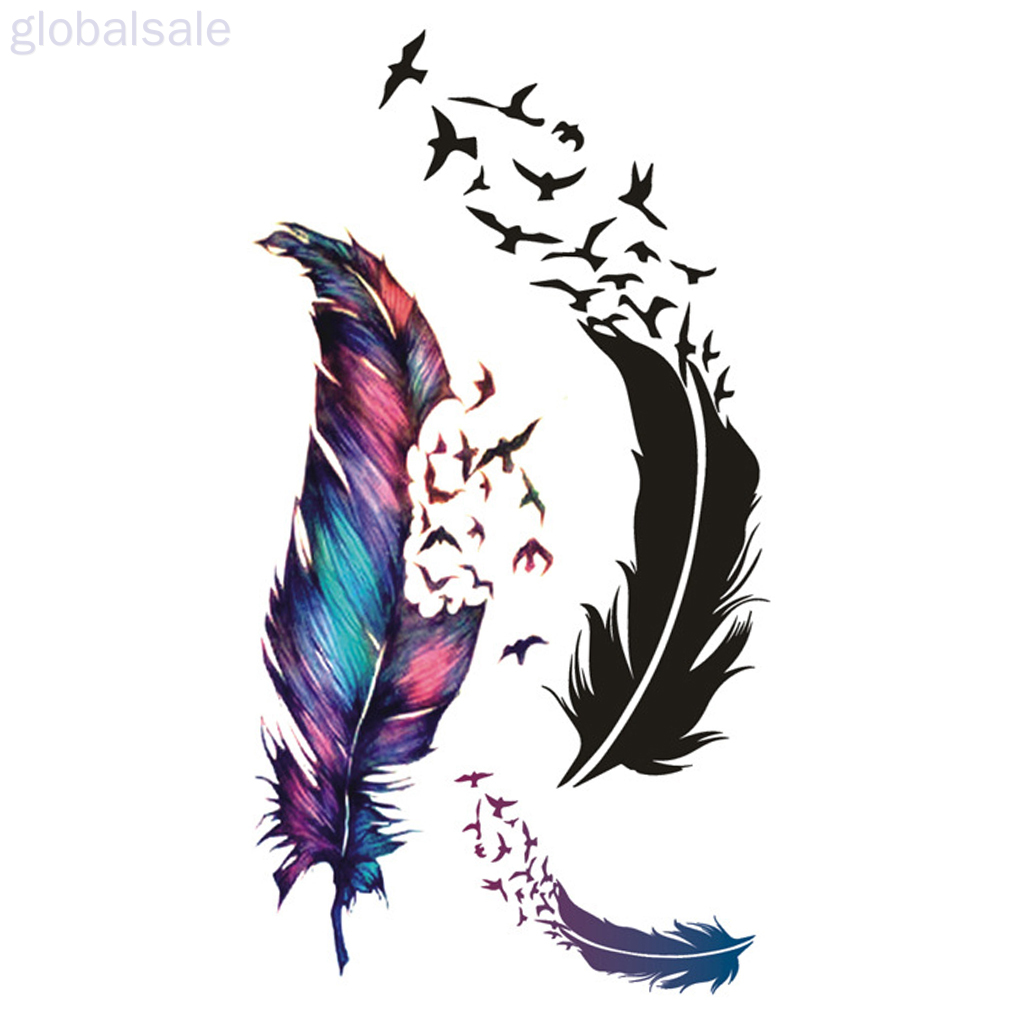 [Hàng mới về] Miếng dán hình xăm tạm thời DIY hình lông vũ và chim độc đáo thời trang dành cho cả nam và nữ