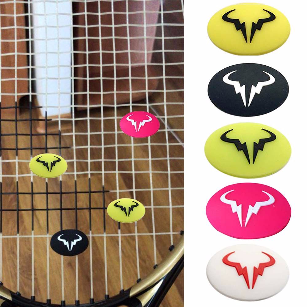 Phụ kiện giảm chấn đầu vợt tennis bằng silicone chống rung in hình đầu bò nhiều màu sắc