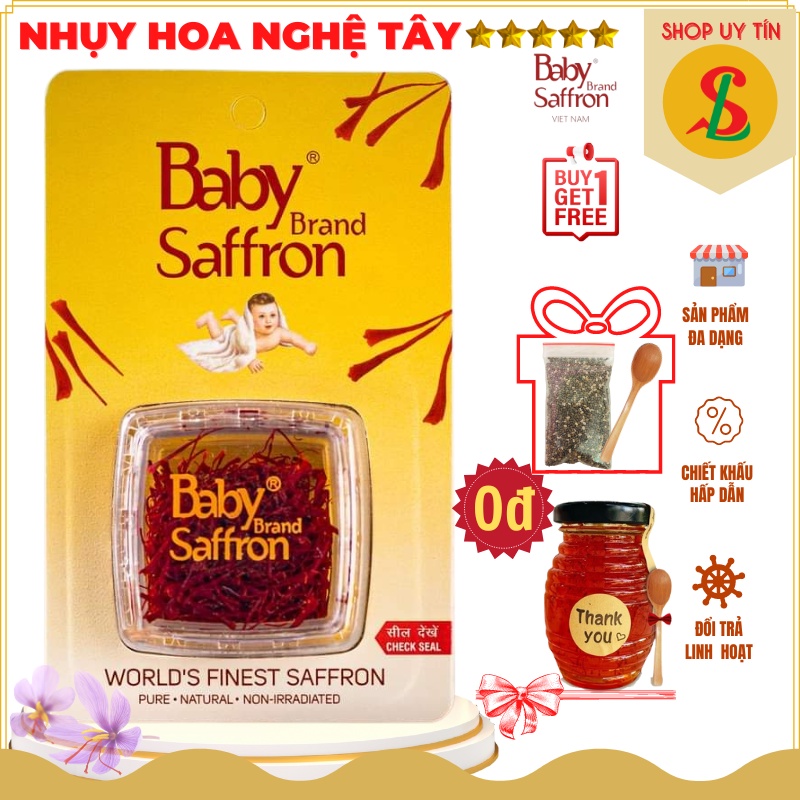 Saffron nhụy hoa nghệ tây BABY SAFFRON Ấn Độ chính hãng loại thượng hạng hộp 1gr