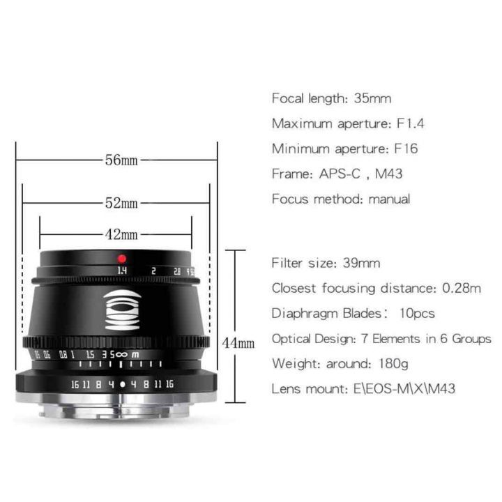 (CÓ SẴN) Ống kính TTArtisan 17mm F1.4 siêu rộng khẩu độ lớn cho Fujfilm, Sony, Canon EOS M, Nikon Z và M4/3