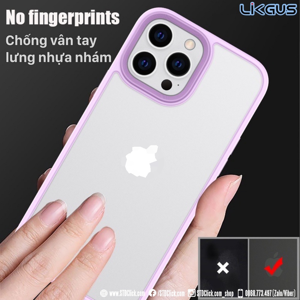 ỐP LƯNG IPHONE 13 PRO MAX - 13 PRO - 13 LIKGUS GEAR PRO LƯNG NHÁM VIỀN DẺO CHÍNH HÃNG