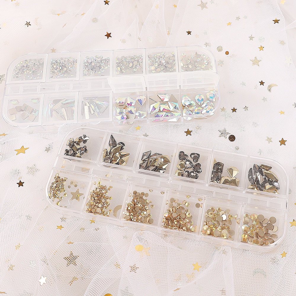 [Hàng mới về] Bộ đá đính trang trí móng tay 3d nhiều màu long lanh hợp thời trang