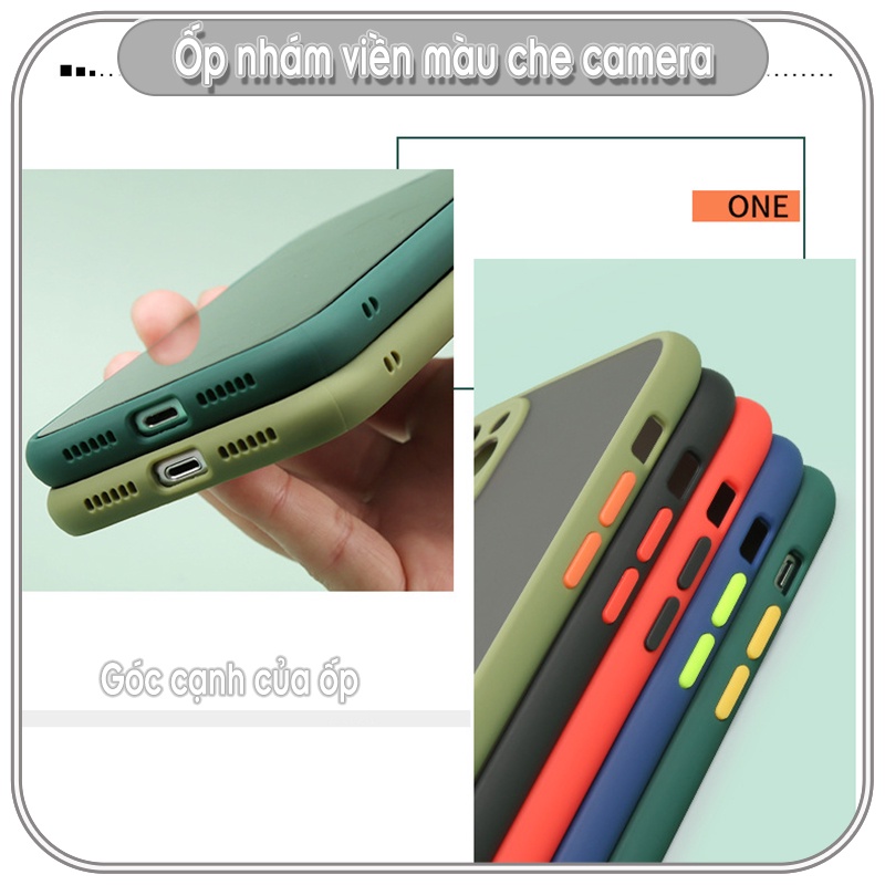 Ốp lưng iPhone 11 / 11 Pro / 11 Pro Max / 12 / 12 Pro Max trong nhám viền màu che camera