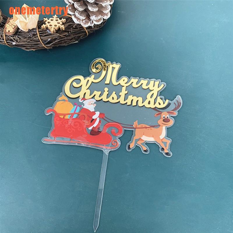 1PC Merry Christmas Acrylic Cake Topper Santa Claus Cupcake Topper