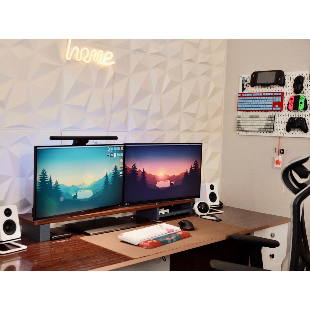 Kê Màn Hình Gỗ MDF Decor, Kệ Màn Hình Máy Tính Cao Cấp Đa Năng, Mặt màu Nâu Sẫm