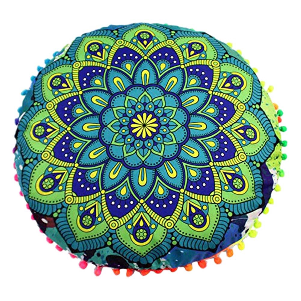 Vỏ Gối Tròn 43x43cm Họa Tiết Mandala Ấn Độ Phong Cách Bohemian Độc Đáo