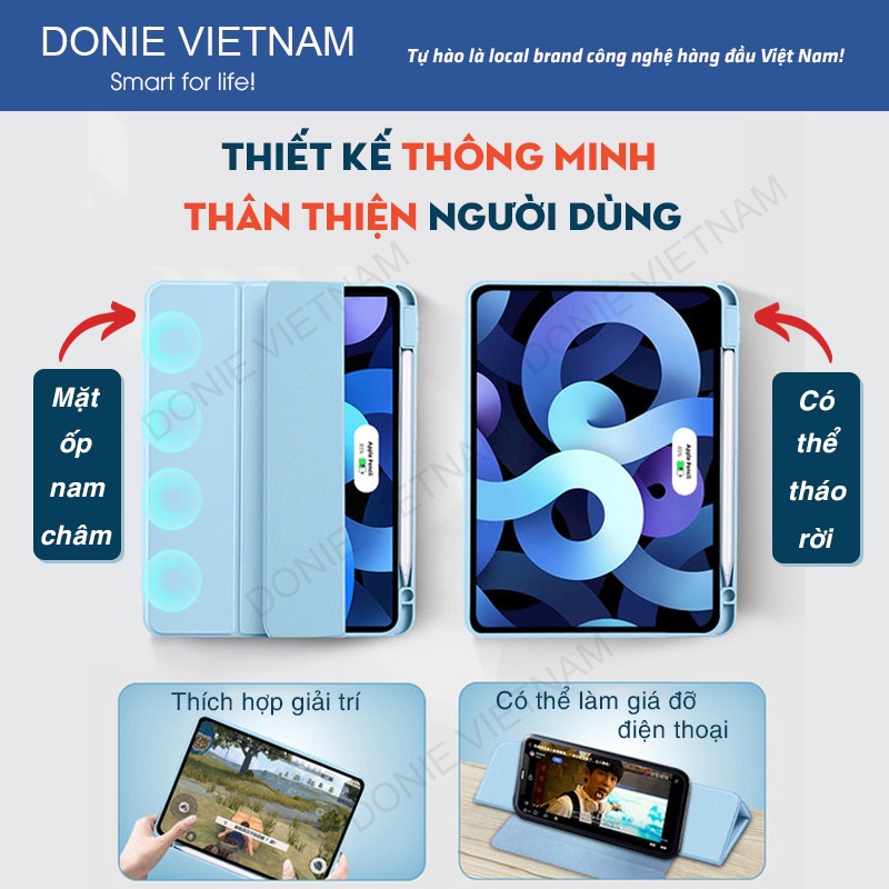 Bao Da Ipad Bản Premium Nam Châm Tháo Rời Cho Pro 11, Pro 12.9 Air 4,5 Gen 7,8,9 - Vỏ Ốp Ipad Có Khe Đựng Sạc Bút