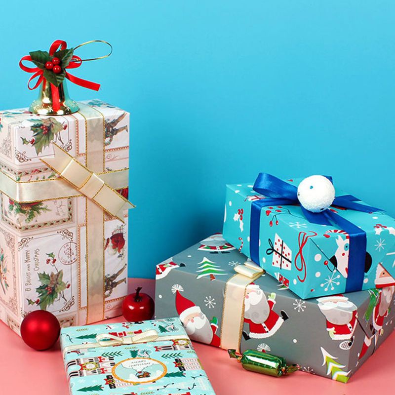 Set 6 Tờ Giấy Gói Quà 50x70cm DIY Dành Cho Tiệc Giáng Sinh / Lễ Hội / Tiệc Tùng