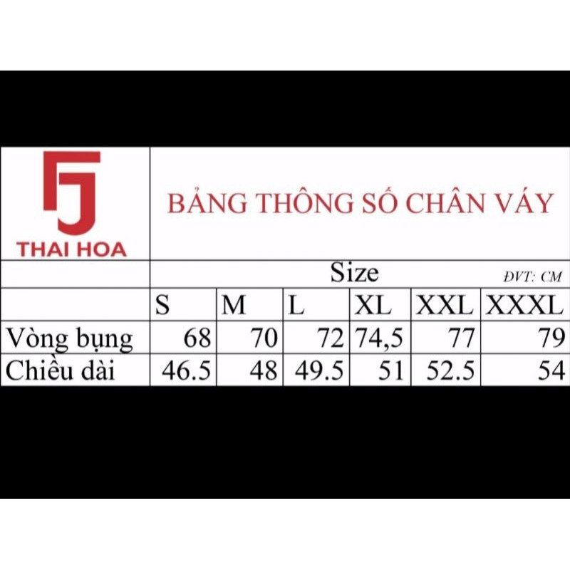 Chân váy Thái Hòa màu đen vải cotton co giãn thêu họa tiết