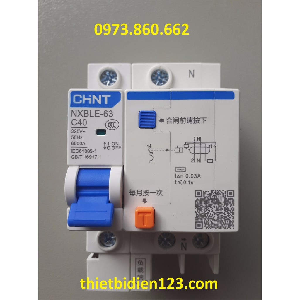 Aptomat chống dò chống giật CHINT 1PN 16A - 63A, Át chống dò chống giật 1 PHA