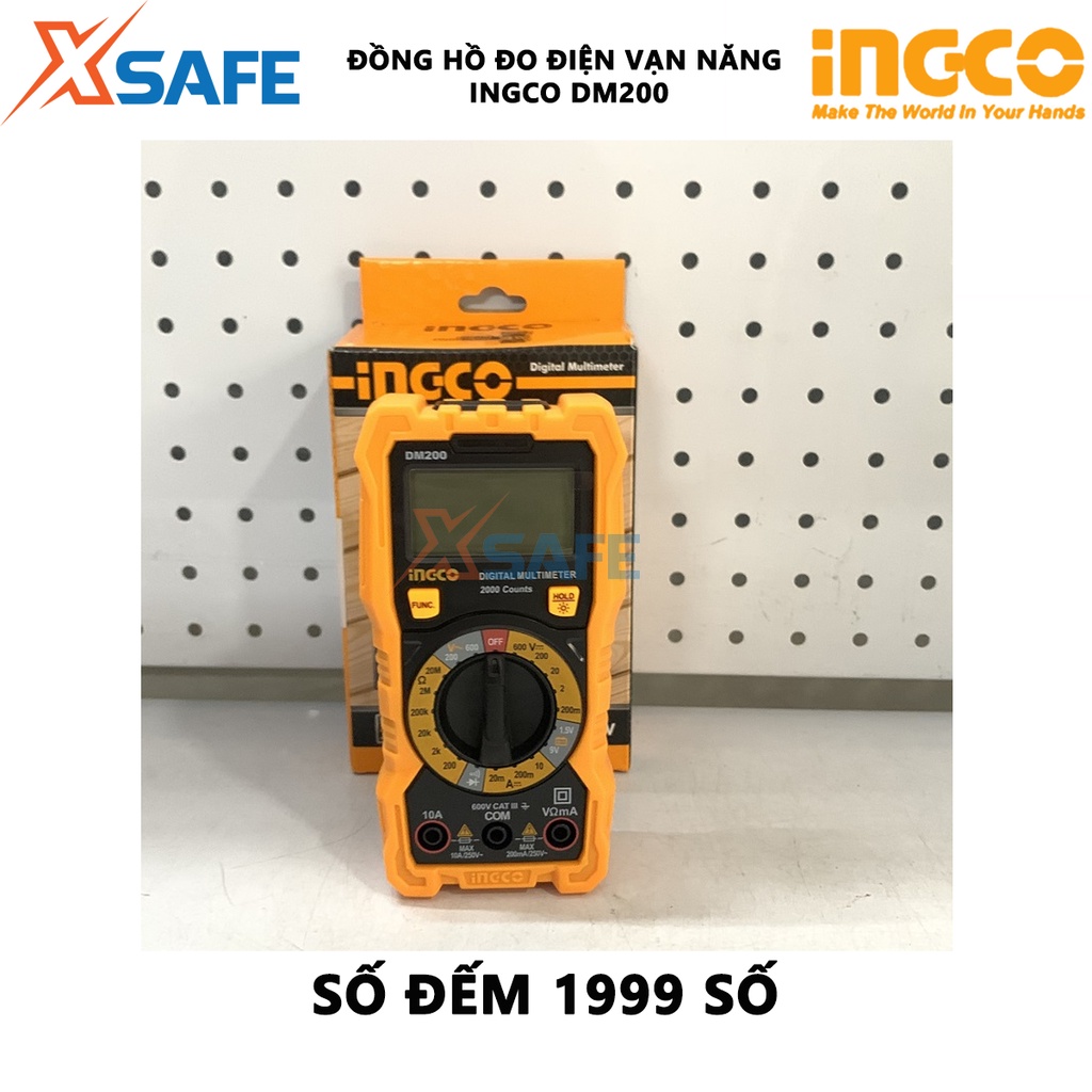 Đồng hồ vạn năng kỹ thuật số INGCO DM200 6000 số đếm - Màn hình LCD - [CHÍNH HÃNG][XSAFE]