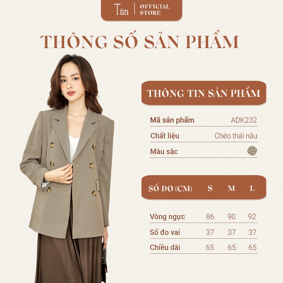 Áo blazer cổ ve tay xẻ đính 3 khuy túi cơi TIINSTORE ADK232