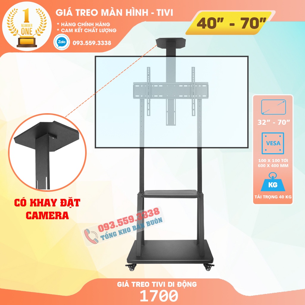 Giá Treo Tivi Di Động 1700A 32 - 65 - 70 Inch - Giá Treo Tivi Có Bánh Xe Di Chuyển [ Đặt Nhiều Thiết Bị Hơn NB AVA1500 ]
