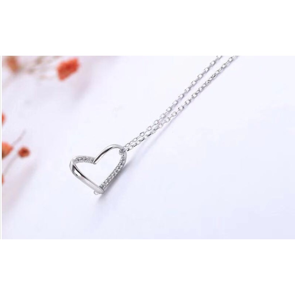 Dây chuyền bạc S925 -Mẫu mặt trái tim mảnh gắn đá