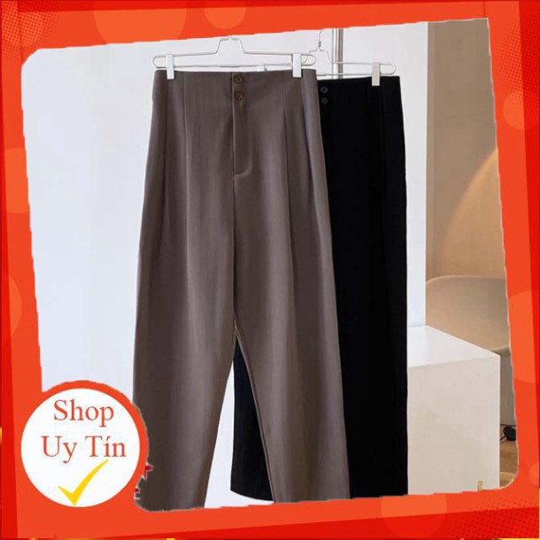 Quần tây baggy nữ công sở lưng cao cạp liền 2 cúc thuộc bộ sưu tập quần baggy vải MOMOTO