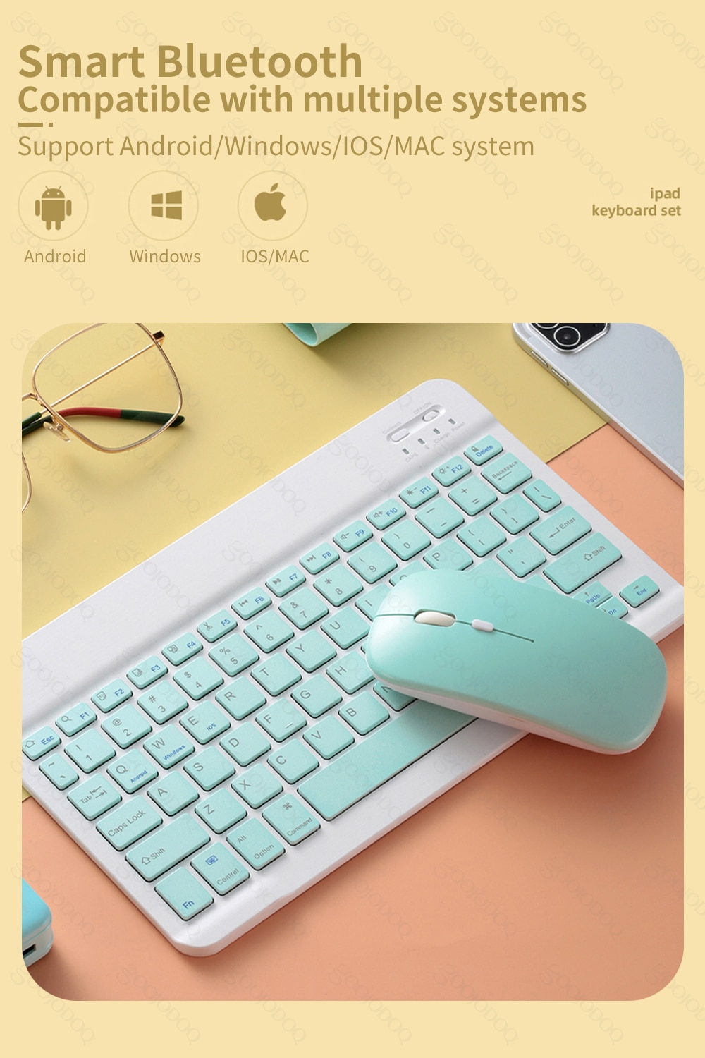 For IPad 7th Generation 10.2 and 9.7&quot; Bluetooth Keyboard Pro 11 Air 3 Pro 10.5 Air 2 with Mouse For IOS Android Tablet