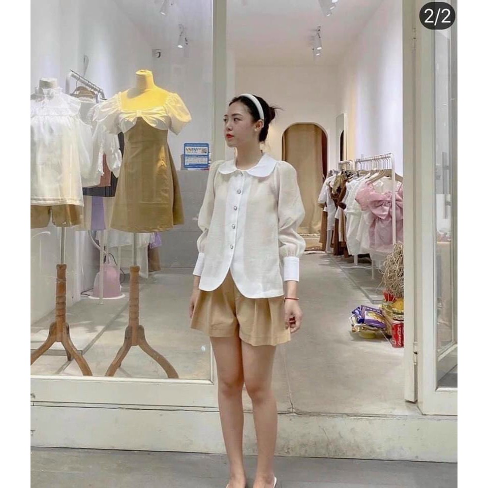 Áo sơ mi cổ sen cúc ngọc