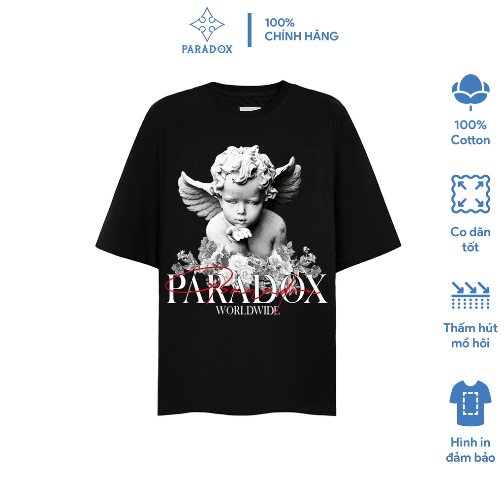 larG / Áo thun form rộng Paradox tay lỡ - Unisex - In hình - AROMA - Màu đen 