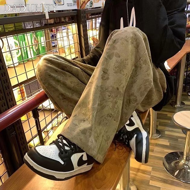 DaDuHey Men's Autumn Loose Korean Style Trendy All-Matching Casual Pants Trendy Trendy Full Printed Sports Straight Pants