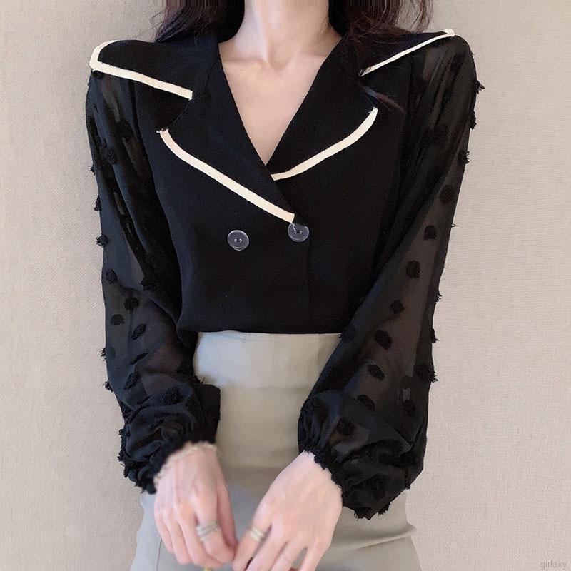 Áo Nữ Tay Dài Phối Lưới Thời Trang Hàn Quốc