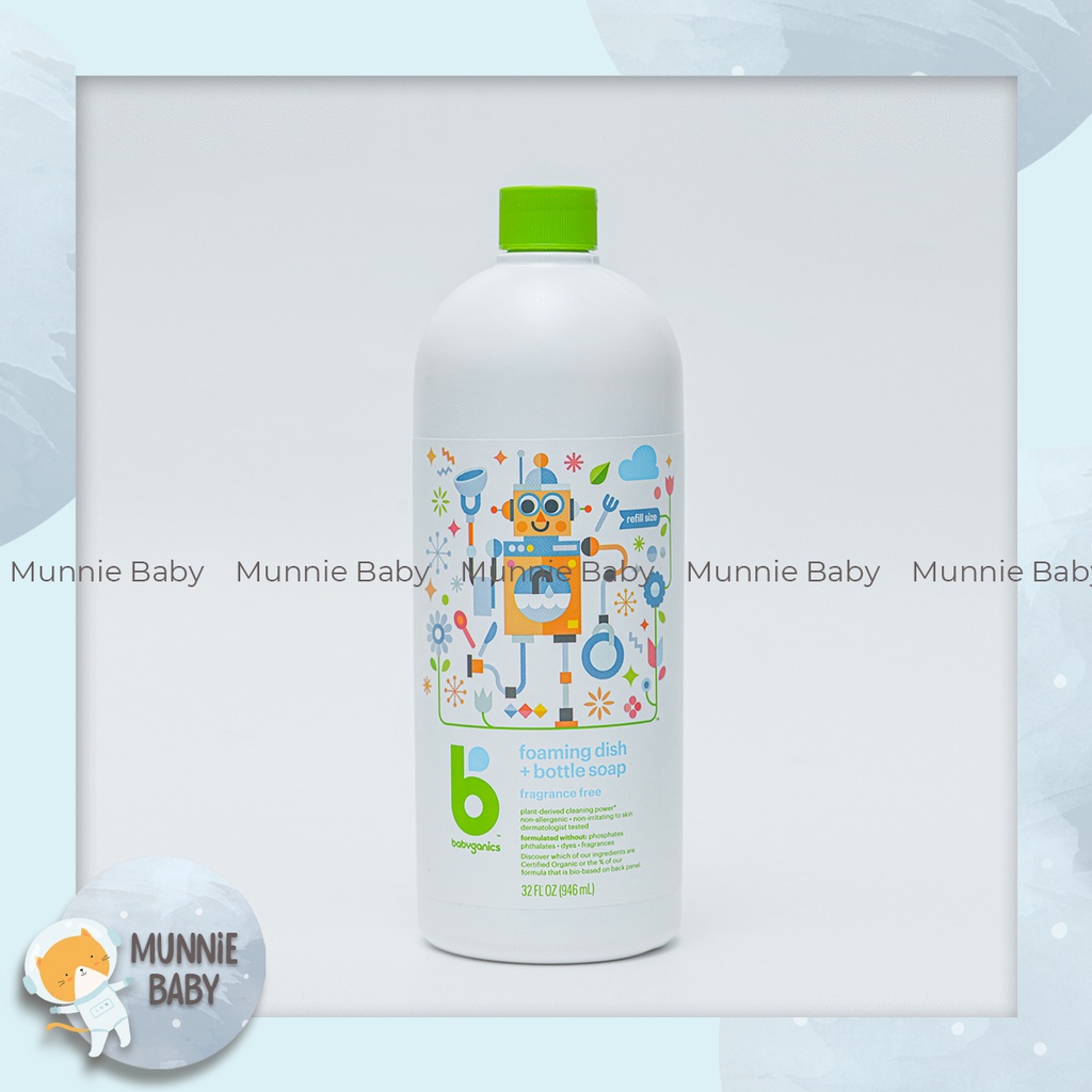 Hàng nội địa Mỹ  - Nước rửa bình sữa Babyganics chai Refill 946ml