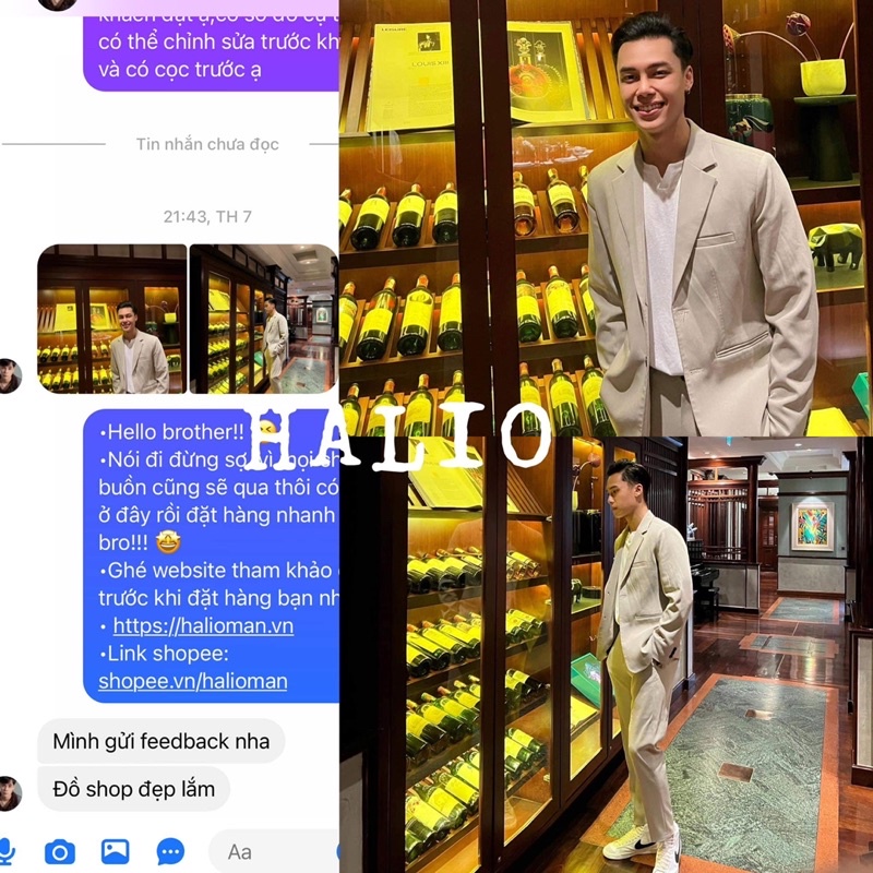 Áo Vest nam màu be, cổ bẻ ve, 2 khuy, dáng thoải mái, trẻ trung, lịch lãm - HALIOMAN