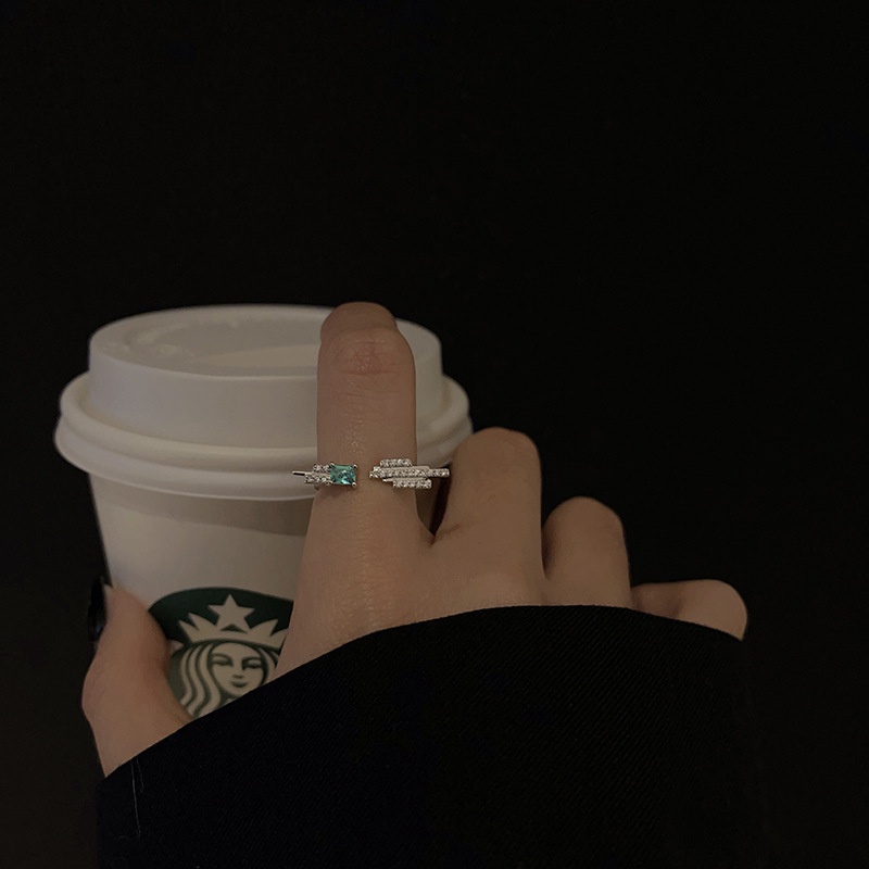 zheting Nhẫn hai lớp đính đá zircon siêu lấp lánh zhenting có thể điều chỉnh kích thước sang trọng cho nữ