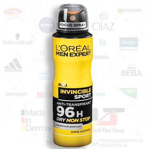 Xịt khử mùi L'Oreal Men Expert Invinble Sport 150ml_Đức