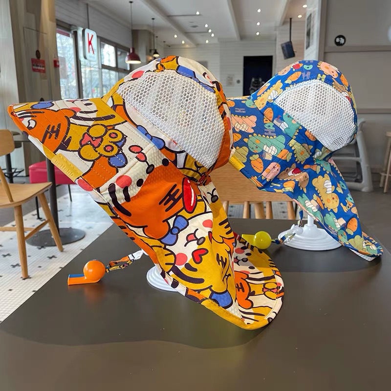 Nón Tai Bèo Vành Rộng Phối Lưới Thoáng Khí Thời Trang Đi Biển Mùa Hè Cho Bé