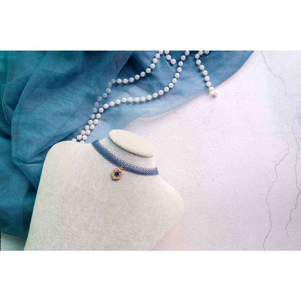 Vòng Cổ choker Mặt Hành Tinh Xanh Dương Phong Cách Nhật Hàn Cho Nữ