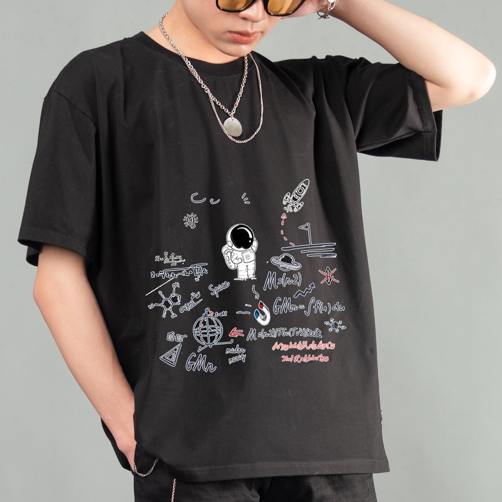 Áo local brand chính hãng Nigust full tag , áo phông đôi phi hành gia NASA  nam nữ unisex form rộng đen trắng N242