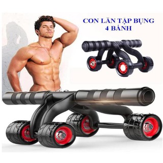 Con Lăn Tập Cơ Bụng 4 Bánh Cao Cấp (Tặng Kèm Thảm Lót)