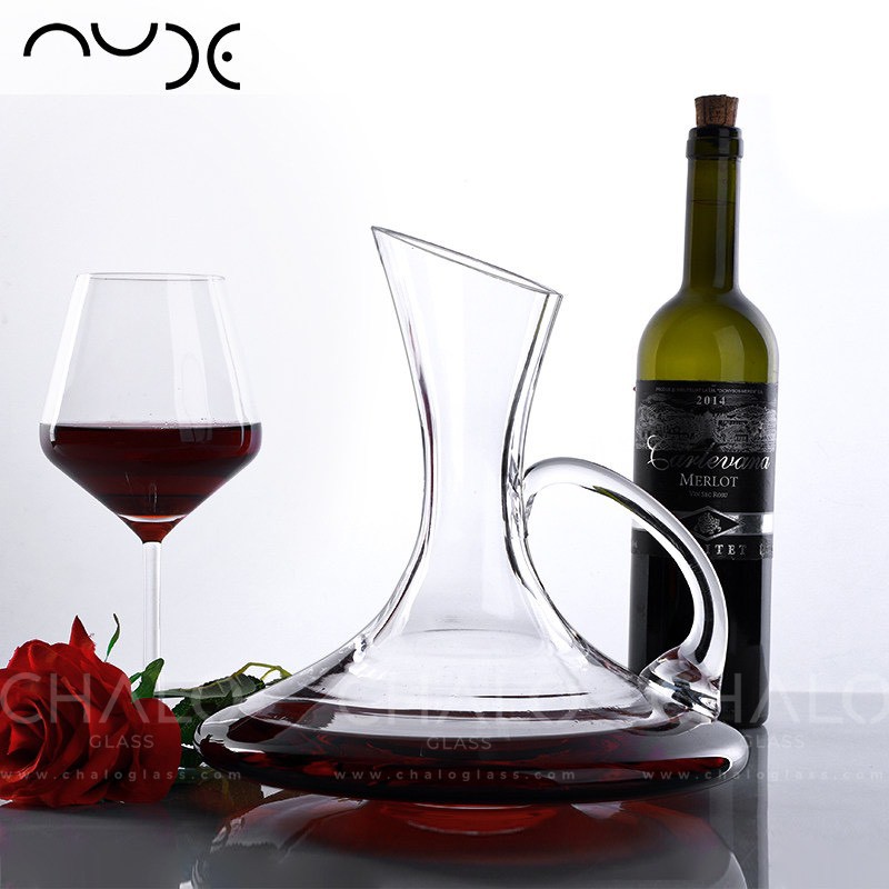 [Made in Turkey] Bình thở rượu vang pha lê có quai Pasbahce Nude Vini Decanter 1000ml  - 19720