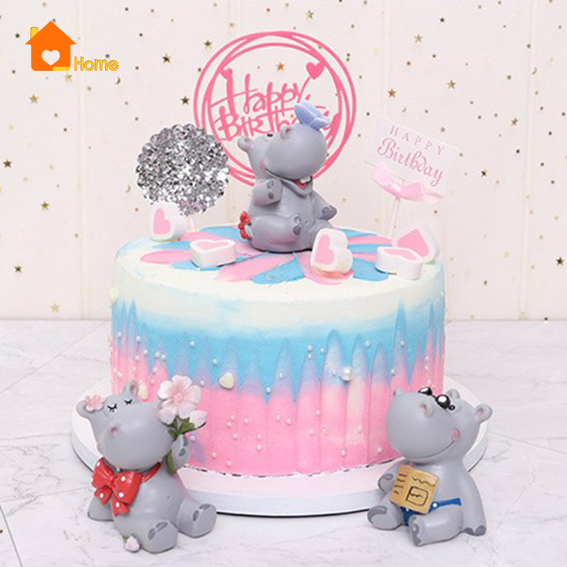 Đồ trang trí Con Hà Mã Bằng Nhựa Resin Trang Trí Bánh Kem