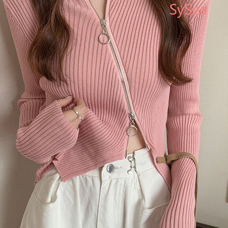 Áo sweater dệt kim tay dài thời trang mùa thu dành cho nữ