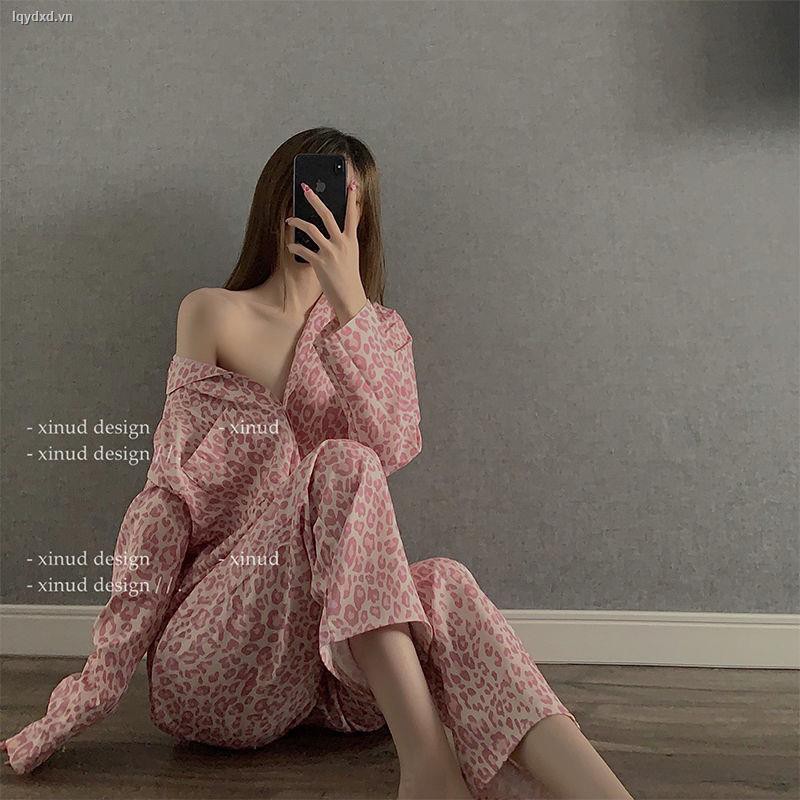 Đồ ngủ pijama dài tay quần dài/ đầm ngủ in họa tiết cho nữ